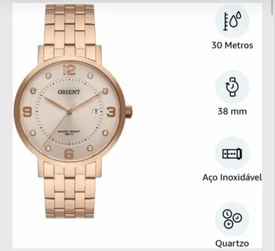 Relógio Orient Rose com Cristais no Visor