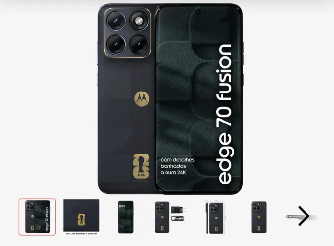 Celular Edge 70 FIFA COLEÇÃO COM SIMBOLO BANHADO A OURO COMPLETO R$ 2,500