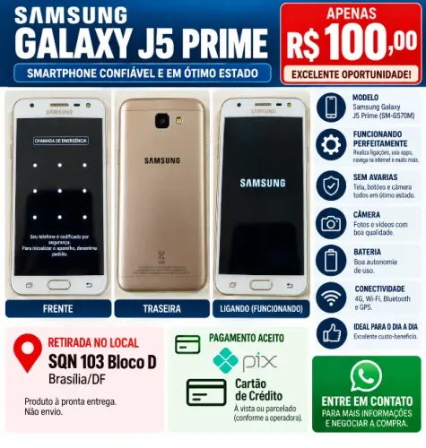 Smartphone Samsung Galaxy J5 Prime (Perfeito Estado)