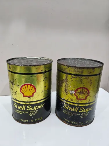 Lote 2 latas de óleo vintage anos 80/90 shell
