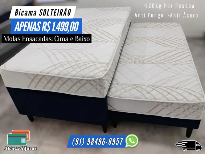 BICAMA SOLTEIRÃO MOLAS ENSACADAS CIMA E BAIXO