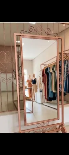 Moldura de Espelho de chão retrô Rose Gold 