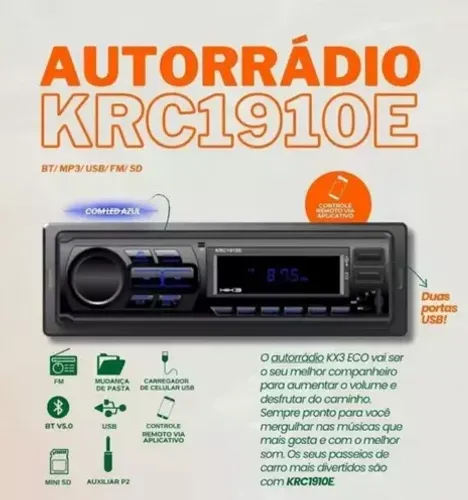 Som Rádio Aparelho Mp3 Kx3 Universal 1din 25w Bluetooth