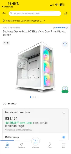 Gabinete Nzxt h7 elite com 4 fans 