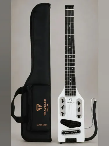 Guitarra elétrica ultraleve Traveler Guitar (branco acetinado) com capa inclusa