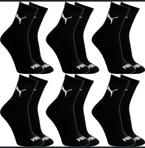 Kit 3 Pares Meias Puma Cano Médio Alto Algodão Adulto Masculino Feminino Academia Original