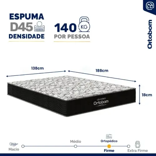 Colchão Ortobom D45 - Novo- no Plástico