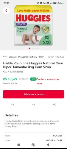 Fralda Huggies XXG Natural Care