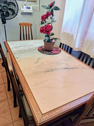 Mesa em madeira maciça de mármore raridade colonial