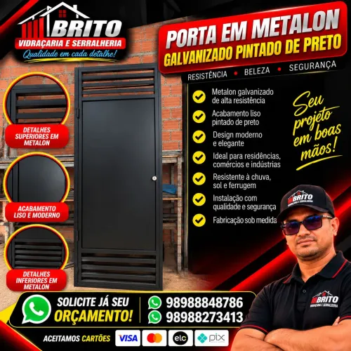 Portas em metalon galvanizado 900 avista até 1mt por 2,10