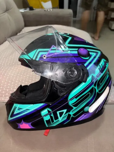 Capacete Ls2 Ff320 stream synth preto com verde c/ óculos solar