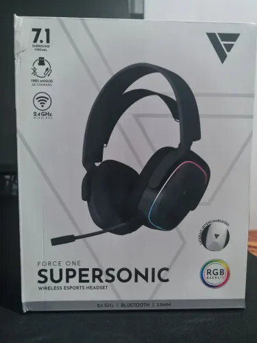 Hedset Gamer Force One Supersonic Wireless RGB 7.1- Bluetooth  + 2.4GHz +  P2 