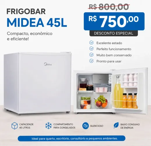 Frigobar Midea 45L Branco - NOVO NA CAIXA , Econômico e Compacto
