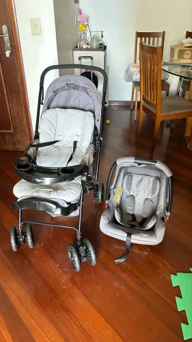 CARRINHO + BEBÊ CONFORTO TRAVEL SYSTEM COSCO KIDS REVERSE - CINZA RAJADO