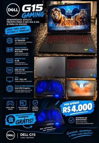 Dell G15 Gamer | i5 13ª Geração | RTX 3050 | SSD 512GB | 8GB RAM