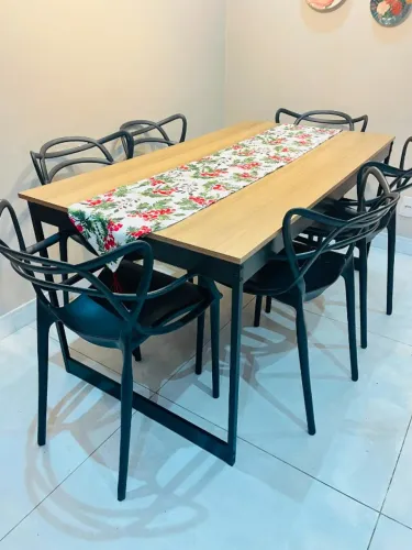 KIT MESA PARA SALA DE JANTAR COM 6 CADEIRAS