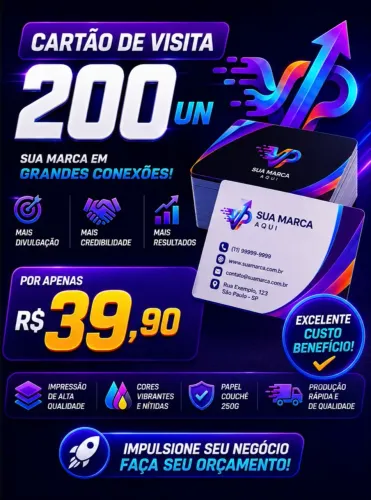 Cartão de visita 200un couchê 250g