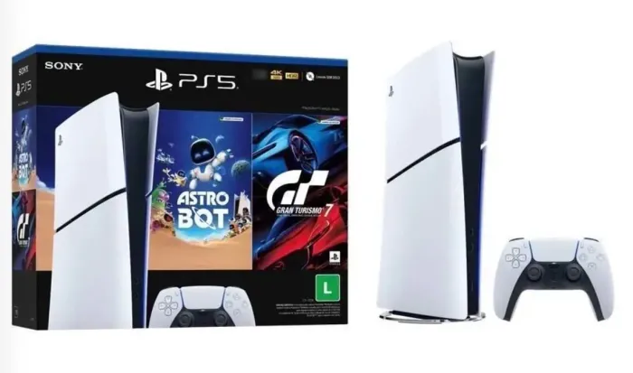 Console Playstation 5 Sony Slim Digital 825Gb com Jogos Astro Bot e Gran Turismo 7