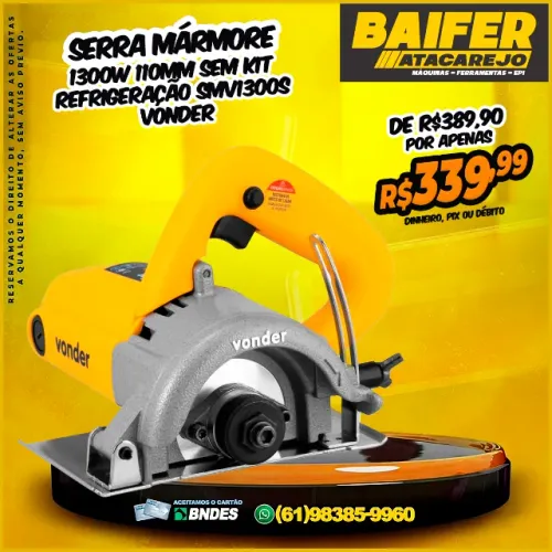 Serra Mármore 1300w 110mm Sem Kit Refrigeração Smv1300s Vonder