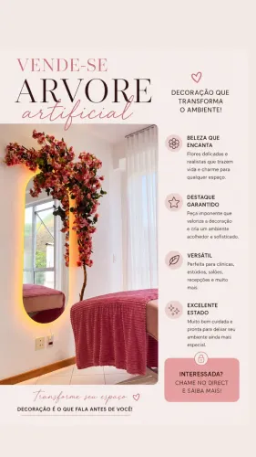 VENDE-SE Árvore Artificial Decorativa Grande | Flores Rosas | Excelente Estado