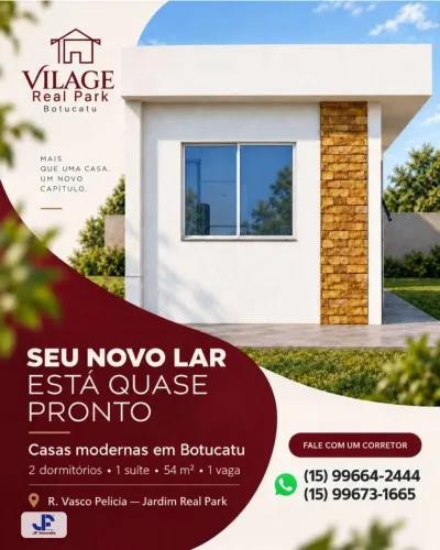 Casas novas com 2 dormitórios à venda, 54 m² - Jardim Real Park - Botucatu/SP