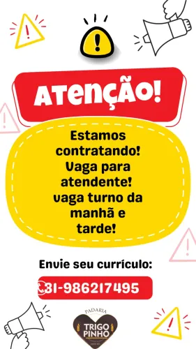 Vaga atendente de padaria no bairro planalto BH