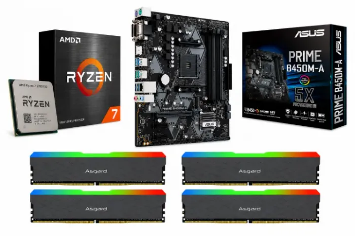 Kit Ryzen 7 5700X3D + 32GB De Ram (4X8) 3200MHZ Asgard + Asus Prime B450M-A