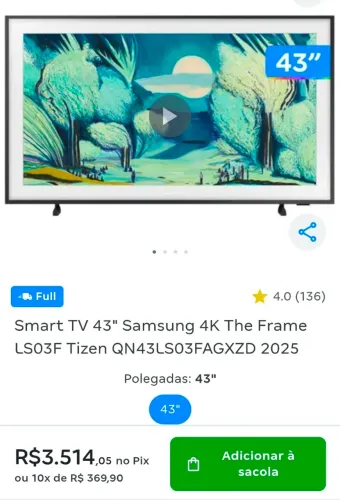 TV Samsung The Frame - Modelo 2025