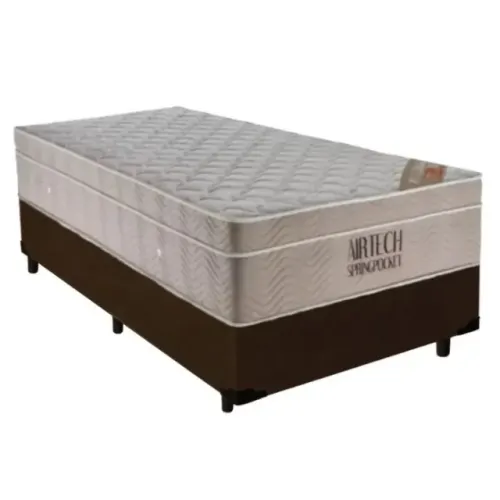 CAMA BOX CORINO MARROM ALTO NÍVEL + COLCHÃO SPRINGPOCKET ORTOBOM