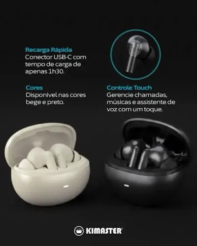 Fone TWS Original Kimaster Premium som de qualidade
