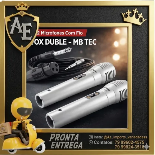 Kit 2 microfones com fio