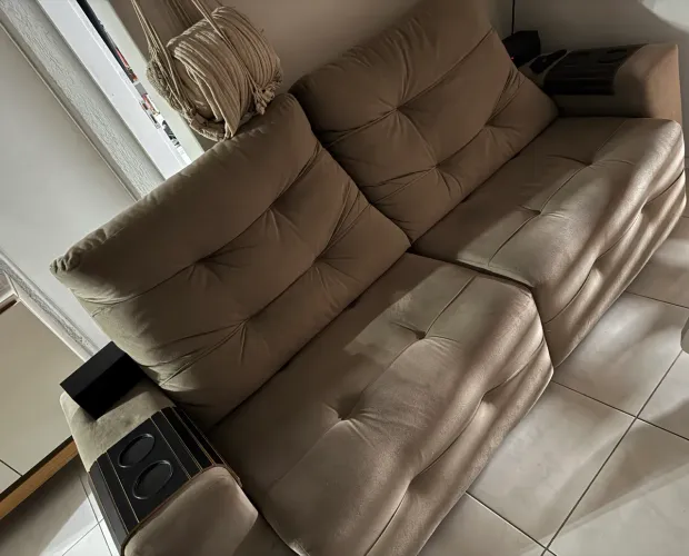Sofá 4 Lugares Linoforte Bonno Retrátil e Reclinável Revestido em Tecido Suede