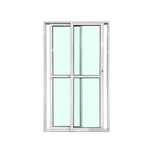PORTA SACADA DE ALUMÍNIO 2 FOLHAS MÓVEIS 210cmX120cm COM FECHADURA LINHA 25 BRANCO