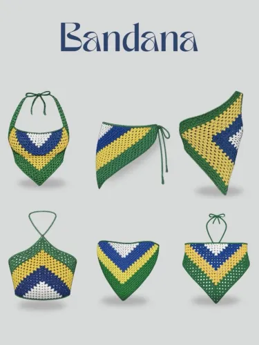 Bandana cropped de crochê Brasil 