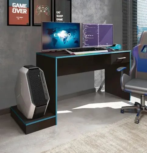 Mesa Gamer Nilo Preto/Azul | Promoção