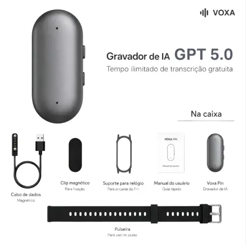 Voxa Notepin Gravador De Voz Portátil Ia Plaud Pin Similar