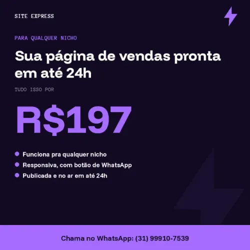 Página de vendas para qualuer nicho