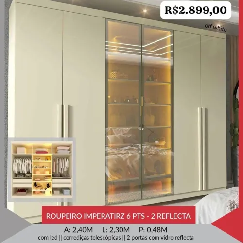 Guarda roupa porta de vidro
