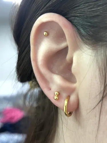 Brincos Ouro 18k Bolinha dupla 