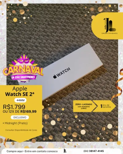 APPLE WATCH SE 2ª, 44MM, LACRADO, EXCLUSIVO!