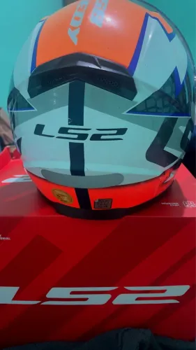 CAPACETE LS2 FF358 Speedy azul e laranja Semi novo