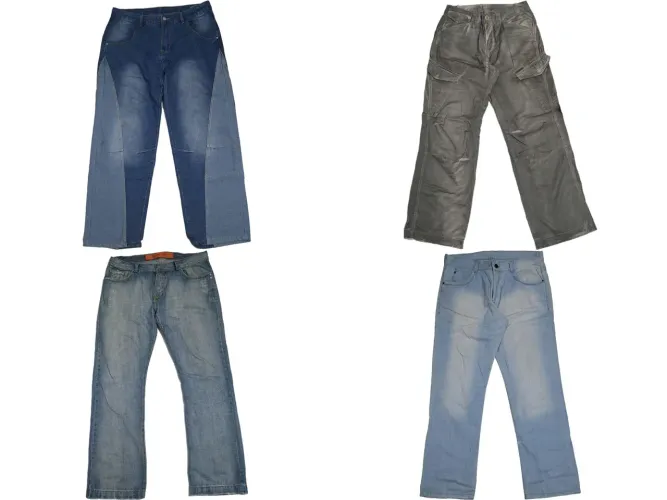 Calças jeans larga e retas