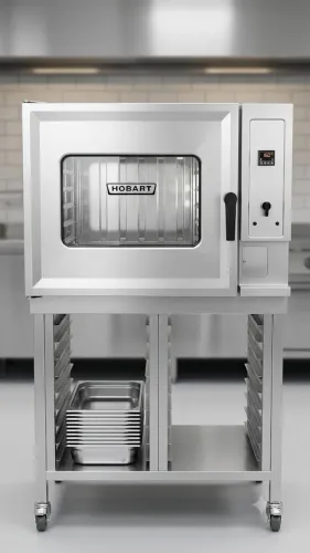 Forno Combinado Industrial Hobart em Aço Inox com Base Suporte
