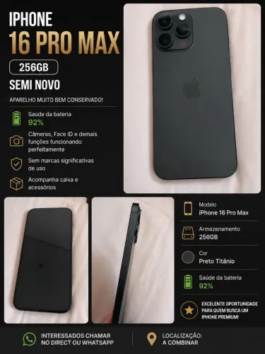 VENDE-SE IPHONE 16 PRO MAX 256GB