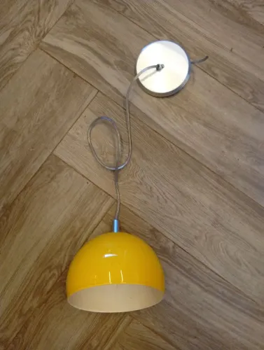 Luminária lustre pendente bola amarelo