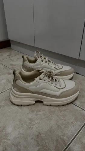 Tênis Vittal Sneaker Plataforma Chunky Feminino Bege e Rosé