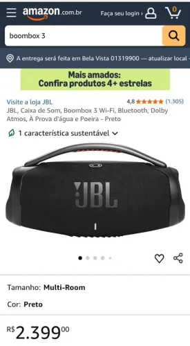 Som JBL boombox 3 Wi-Fi , Bluetooth, Dolby Atmos