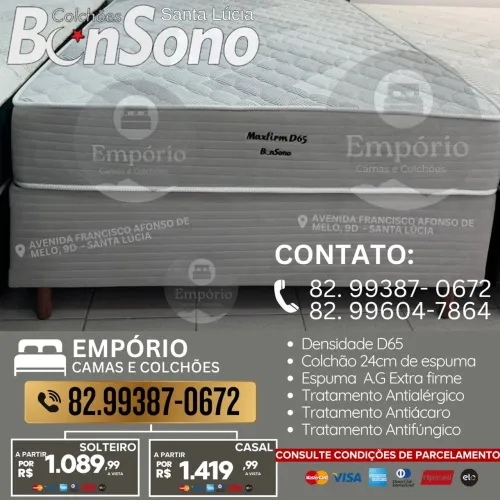 Cama solteiro ou casal espuma ortopédica D65, D45, D33 base e colchão  do solteiro ao king