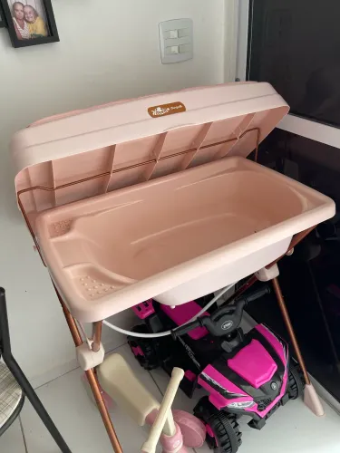 Banheira de Bebê Burigotto Millenia+ Mon Amour Trocador Rosa