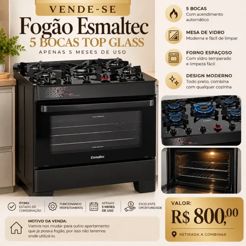 Fogão 5 bocas Esmaltec